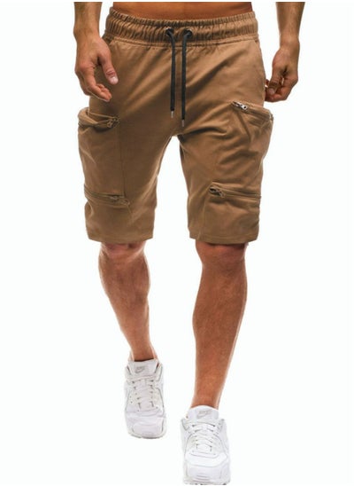 Buy Men's Cargo Shorts Knee Length 3/4 Capri Pants Breathable Elastic Waist Drawstring Shorts With Multi Pockets in UAE