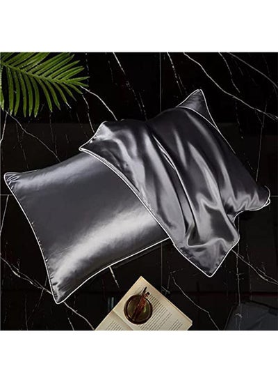 Buy Mulberry Silk Pillowcase for Hair and Skin, Soft Breathable(Silver 48cm*74cm) in UAE