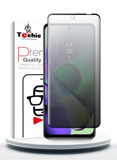 Buy HD Privacy Tempered Glass Screen Protector for Motorola Moto G54 5G - Anti Bubbles 9H Hardness 0.33 mm Rounded Edges Easy Installation in Saudi Arabia