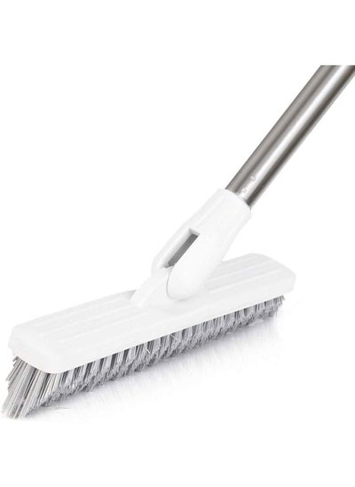 اشتري Floor Scrub Brush Bathroom Long Handled Tub Push Broom Shower Tile Grout Scrubber Rotating Indoor Kitchen Scrub Cleaning Brush For Hard To Reach Areas - White في السعودية