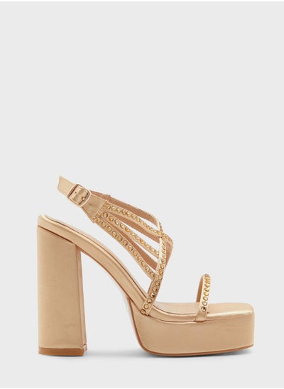 Buy Criss Cross Diamante Platform Strappy Sandal in UAE