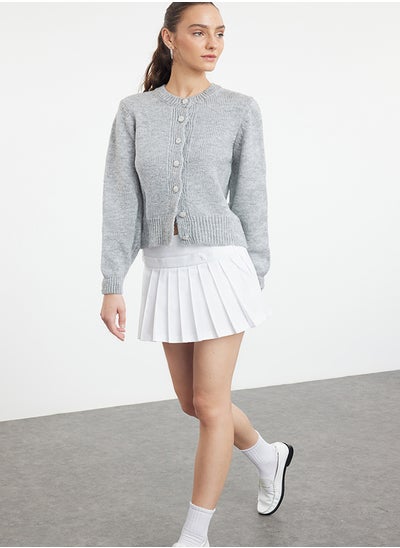 اشتري Light Gray Soft Textured Jewel Button Knitwear Cardigan TWOAW21HI0034 في مصر