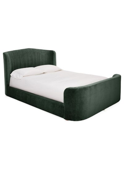 Buy Swedish Wood and Linen King  Bed 200×160×130 cm - Green in Saudi Arabia