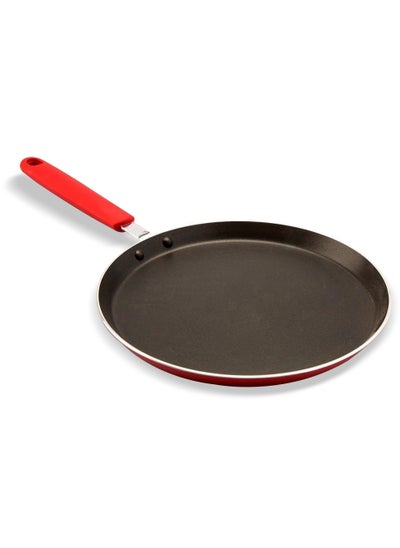 Buy Nonstick Pizza Pan with Handle - Aluminized Steel, Pizza Crisper, 28 cm, Red/Black in Saudi Arabia