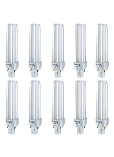 Buy OSRAM 18W DULUX-DE COOL DAYLIGHT Compact Fluorescent lamp Bulb G24q-2 4PIN - Pack of 10 in UAE