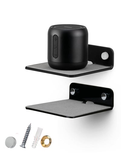 اشتري 2Pack Small Metal Floating Wall Shelf 4” Floating Shelf Bluetooth Speaker Stand Mini Pop Shelves Anti Slip for Cameras Baby Monitors Webcam Router and More Screw Wall Mount Black في السعودية