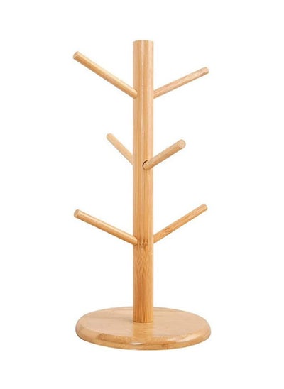 Buy Bamboo Wooden Mug Rack Tree Coffee Tea Cup Organizer Hanger Holder with 6 Hooks Removable Bamboo Mug Stand in UAE