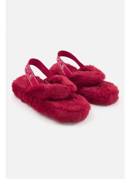 اشتري Women Faux Fur Slingback Slippers, Maroon في الامارات