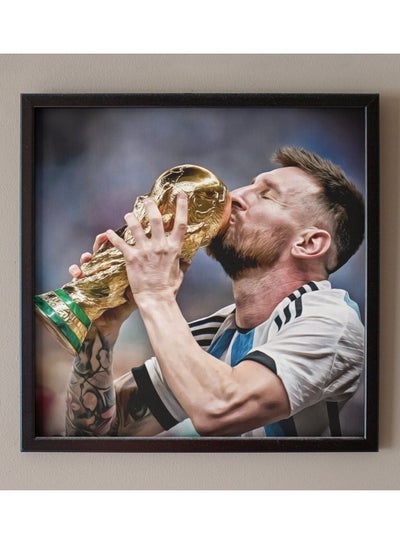 اشتري Lionel Messi World Champion Argentina Poster with Frame 25x25cm في الامارات