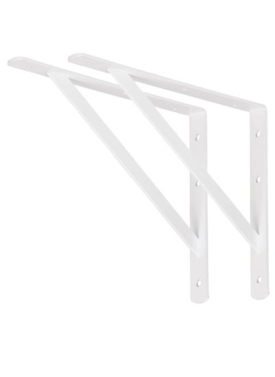 اشتري Shelf Bracket 2pcs (40.64 x 27.94 x 3cm), Heavy Duty Metal Soild Shelf Support Corner Brace Joint Right Angle Bracket (White, 16"x11") في الامارات