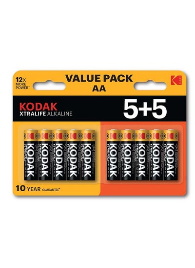 Buy Kodak Xtralife Alkaline AA Batteries - 10 Pcs in UAE