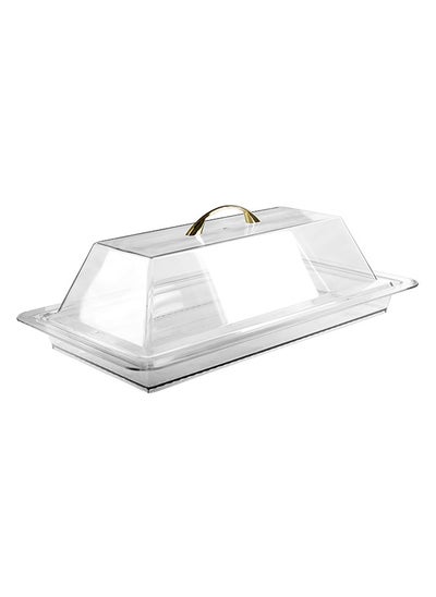 Buy Acrylic Cake Server With Lid Clear/Gold 61CM in Saudi Arabia