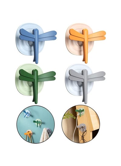 اشتري SYOSI Multifunction Wall Hooks, Reusable Dragonfly Seamless Adhesive Holders, Decorative Hooks for Coat Towel Waterproof Bathroom Kitchen Hanging Heavy Duty, 4 Pcs في السعودية