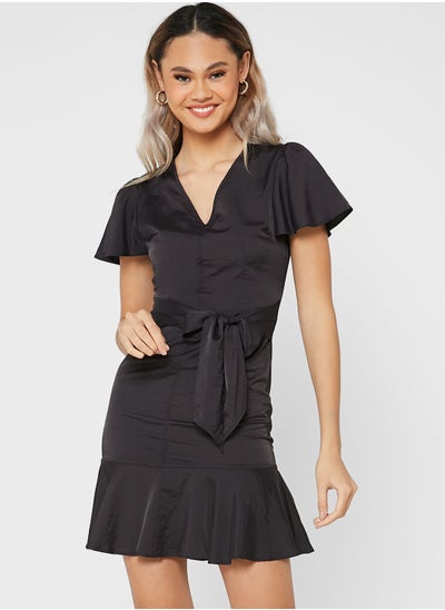 Buy Tie Up Dress With Ruffle Sleeves in Saudi Arabia