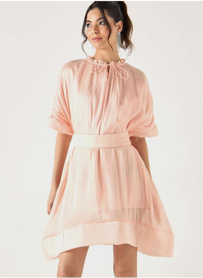 Buy Tiered Tie Detail Cape Sleeve Dress in Saudi Arabia