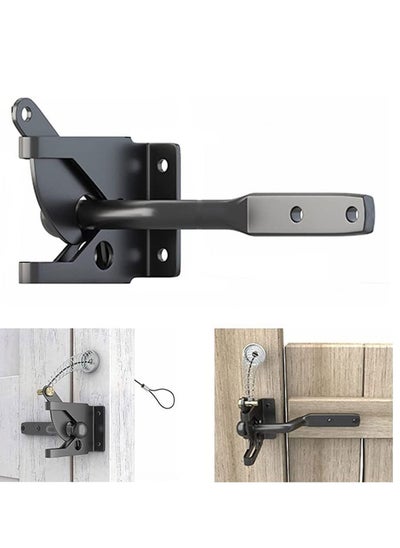 اشتري Upgrade Self-Locking Gate Latch Heavy Duty Automatic with Cable Pull Opener for Wooden Fences Metal Gates Vinyl Fence, Dog Door Latches Gravity Security (Black) في الامارات