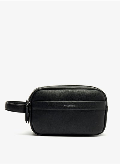 Buy Men's Solid Pouch with Zip Closure and Wristlet Strap in Saudi Arabia