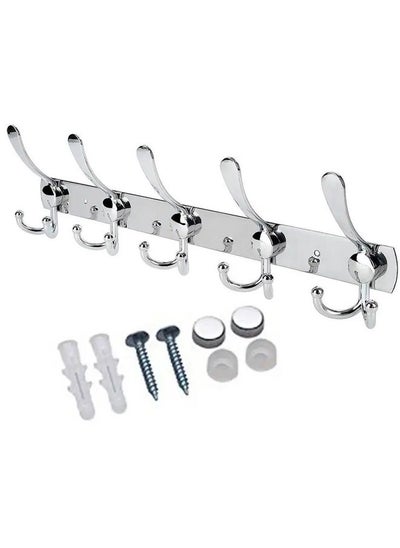 اشتري Stainless Steel Wall Hanger With 5 Hooks Coat Hooks for Hanging Wall Mounted Wall Hooks Rack for Bathroom Bedroom Wall Coat Hanger for Clothes Hat Jacket Clothing في السعودية