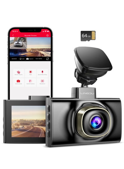 اشتري LINGDU LD02 4K Dash Cam Front and Rear, Car Dash Camera 5G WiFi GPS, Free 64GB SD Card, Voice Control, WDR Night Vision, 24H Parking Mode, 3" IPS Screen, G-Sensor في السعودية