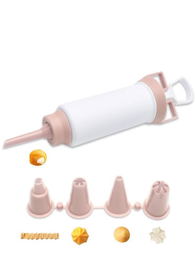 Buy Dessert Decorating Syringe Set, Icing Dispenser Cupcake Filling Injector, 5 Icing Nozzles, Frosting Making Dessert Cream Piping Syringe Nozzles Kits for Cake Decoration(Pink) in UAE