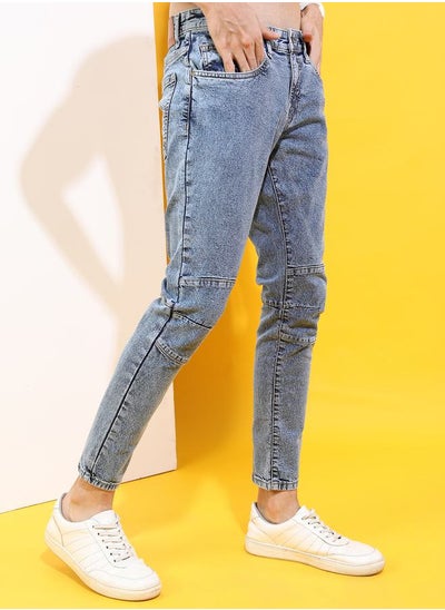 Buy Mid Wash Jeans with Button Closure in Saudi Arabia