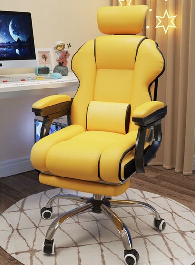 Buy Gaming Chair with Footrest Adjustable Computer Chair Nappa Leather Breathable Reclining Office Chair, Ergonomic Design Back Lumbar Support and Armrest in UAE
