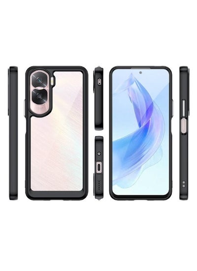 Buy Honor 90 Lite Case, Transparent Acrylic Back Panel + Soft TPU Soft Edge, Fashion Shock-Absorption Anti-Drop Protective Case Cove for Honor 90 Lite (6.7"), Black in Saudi Arabia