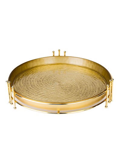 اشتري ELENOR Wilma Round Serving Tray Gold 33cm في الامارات