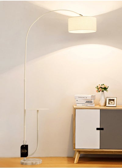 Buy Modern Floor Lamp with Shelf Adjustable Pure Natural Marble Elegant Floor Lighting with Tray Interior Lighting Decoration Standing Light with Shelves White in UAE