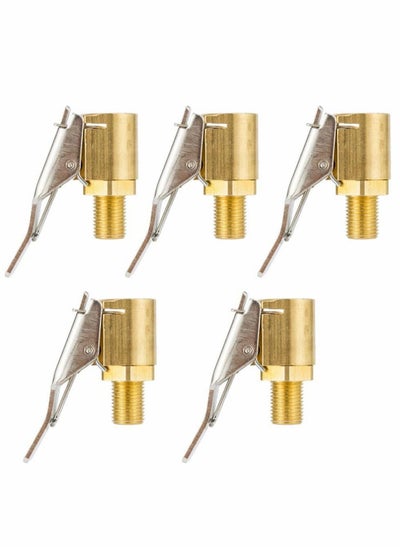 اشتري 5pcs Brass Air Chuck Tire Heavy Duty Lock on Inflator with Clip for Gauge Compressor Accessories في الامارات