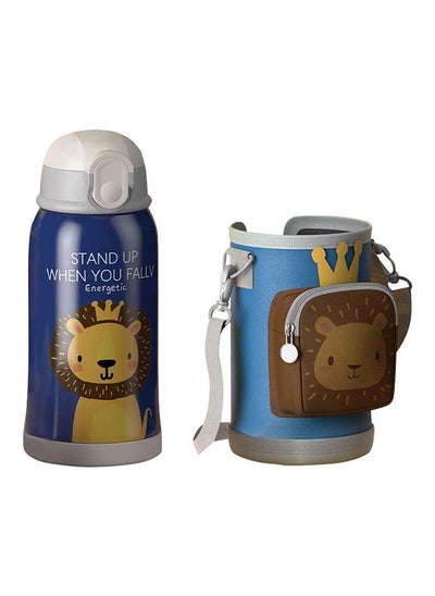 Buy Water Bottle for Kids, Insulated Stainless Steel Flask, High Quality 550ml - Leak-Proof with Straw, Portable and Durable Design for School, Sports, Indoor & Outdoor - Cute Lion Design in UAE