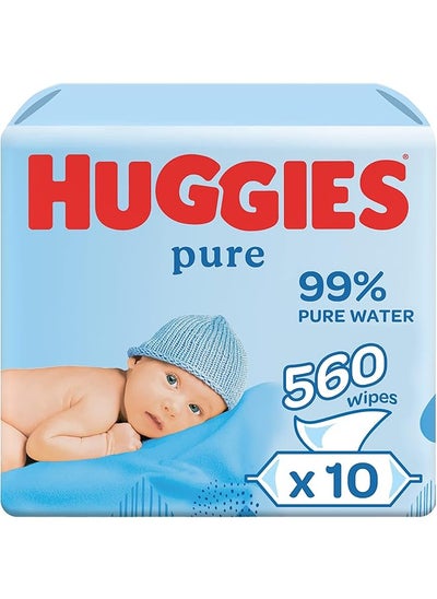 اشتري Pure Baby Wipes 99 Percent Pure Water Wipes 10 Pack X 56 Wipes 560 Wipes في السعودية