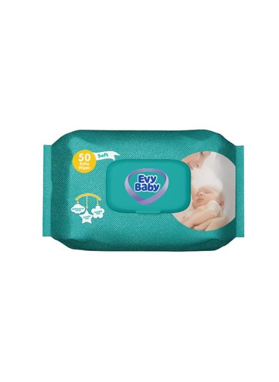 اشتري Evy Baby Wipes, 50 Pieces في السعودية