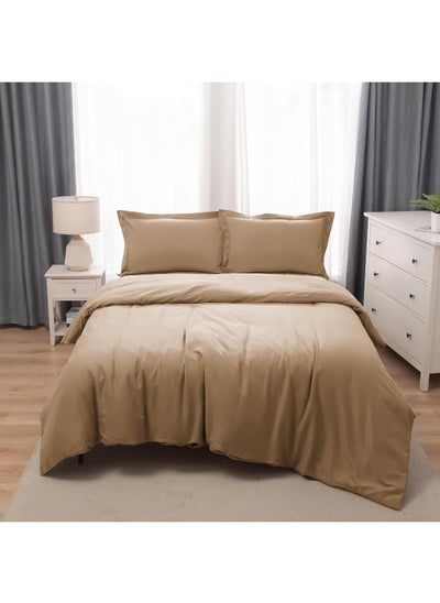 Buy Bedding Duvet Cover Double Size Set- 1Pieces Duvet Cover 170X220Cm / 2Pieces-Pillow Shams 50X75Cm (Coffee, Double) in UAE