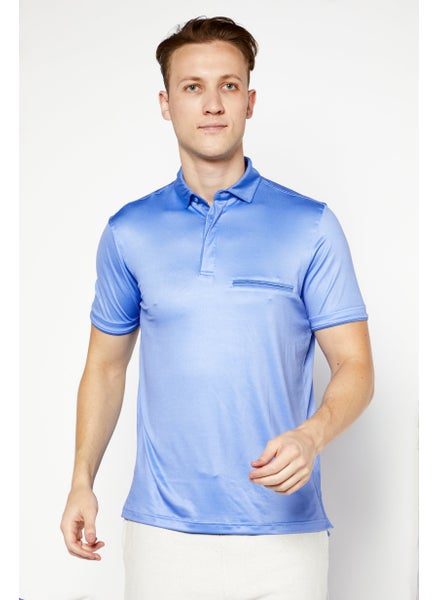 اشتري Men Sportswear Fit Short Sleeve Golf Polo Shirts, Periwinkle Blue في الامارات