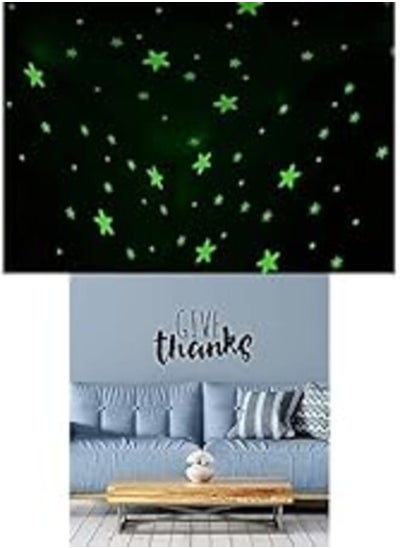 Buy Bundle of 100 Pcs Home Wall Glow In The Dark Stars Stickers Kids Room Decoration + Give Thanks Sticker wall art 55x45 cm Black in Egypt