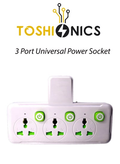 Buy 3 Port Universal Power Socket Wireless Wall Charger Plug Electricity Extension Socket Fireproof and Fast Charging for Mobile Phone Earphone Digital Cameras Tablet Suitable Use for Home and Office in UAE