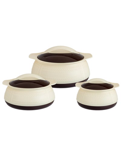 Buy Set of 3 Inner Stainless Steel Hotpot (1000 ml, 1500 ml, 2500 ml) Beige \ Brown in Saudi Arabia