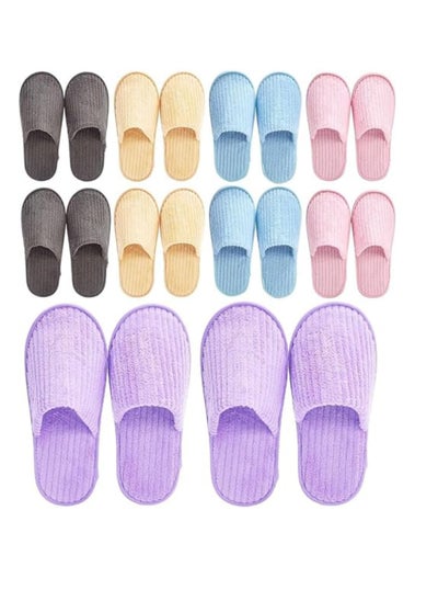 Buy SPA Slippers 6 Pair Disposable Bathroom Slippers Thick Soft Cotton Velvet Hotel Slippers For Home And Travel Unisex Slipper Men And Women Slippers Universal Size UK 10-11 EU 44-45 Fit Multicolour in UAE