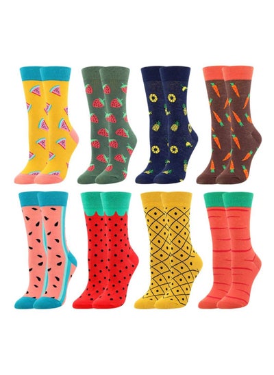 Buy Mid Tube Socks, Women's Fun Dress Crew Colorful Funky Fancy Novelty Funny Casual Crew Patterned Socks for Mom Lady (8 pcs) in Saudi Arabia