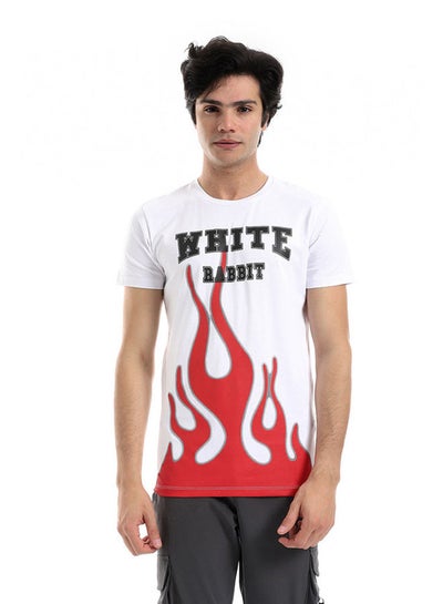 اشتري White Rabbit Fire Printed Pattern Short Sleeves T-Shirt في مصر