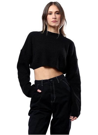 اشتري Slip On Relaxed Black Cropped Pullover في مصر