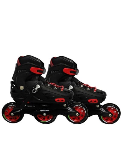 Buy Inline Adjustable Skates Large 39 EUR (UK 5.5) - 43 EUR (UK 9) for 12 Years and Above | Aluminium Chassis and 100 mm  Three Wheels | Skating Shoes in UAE