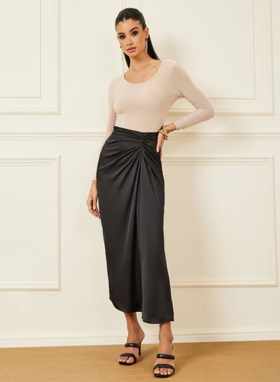 Buy Gathered Asymmetrical Hem Maxi Skirt in Saudi Arabia