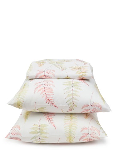 اشتري Printed Bed Set - 3 Pieces for Single Bed - 1  Flat Sheet (180cm*260cm) + 2 Pillow Cases (50cm*70cm) -   Blended Cotton - Summer Leaves في مصر