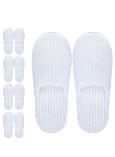 اشتري Disposable Slippers 4 Pairs Closed Toe Spa Slippers Coral Fleece Washable Home Slippers for Women Men Guests Hotels House Slippers Housewarming Party Indoors Bathroom Traveling (White) في الامارات