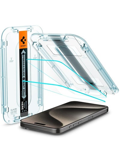 اشتري واقي شاشة من الزجاج المقوى [GlasTR EZ FIT] لهاتف iPhone 15 Pro Max [صديق للحافظة] - عبوتان في السعودية