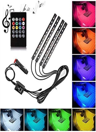 Buy Goolsky  Car LED Light Interior 4pcs 48 LED DC 12V Multi-Color Music Under Dash Lighting Kit with Sound Active Function and Wireless Remote Control- Charger in UAE