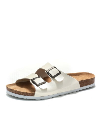 اشتري Casual Buckle Sandals Men's Beach Shoes Women's Cork Slippers White في الامارات