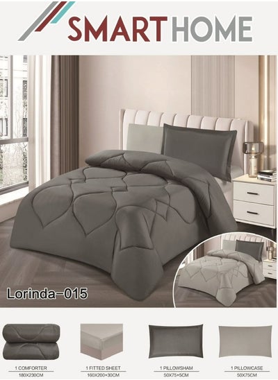 Buy 100% Microfiber Single Bed Mattress, Geometric Design Bed Cover, Reversible, Set of 4, Size 230X180cm in Saudi Arabia